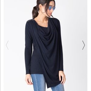 Seraphine Navy Draped Maternity & Nursing Top
